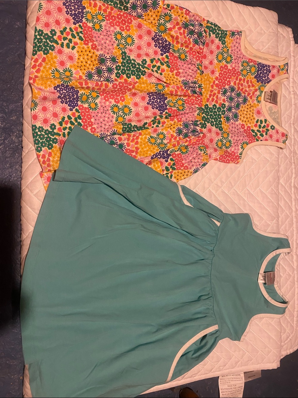 Hanna Andersson Teal Fit-and-Flare Dress & Multi Floral Sundress